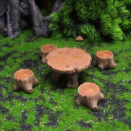 KOOBOOK 10Pcs Resin Miniature Table Chairs Set DIY Mini Fairy Garden Decorations Cute Garden Furniture Ornaments for Patio Moss Courtyard Micro Landscape Enhancements