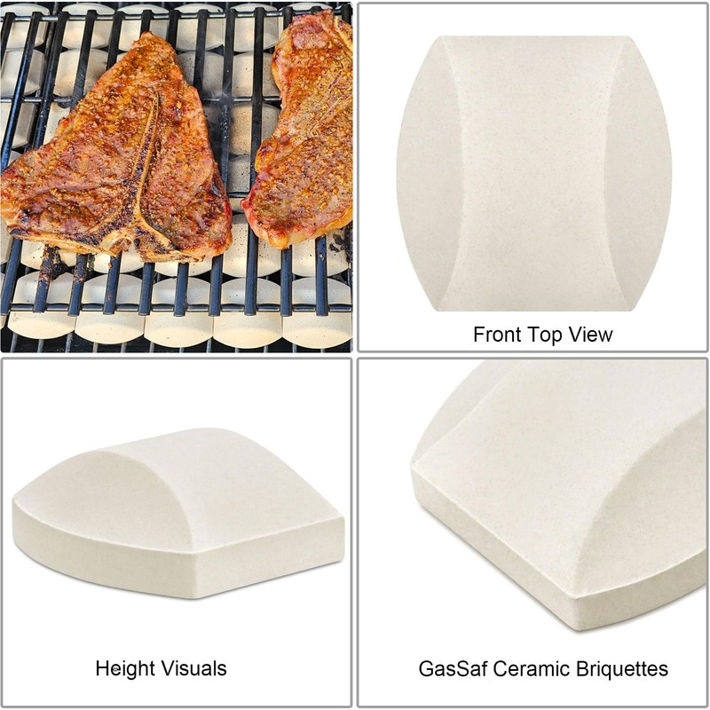 GasSaf Ceramic Briquettes Replacement for Select Turbo, Nexgrill Gas Grill