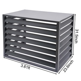 Air Conditioner Fence Screen Outside, Aluminum Alloy Ac Privacy Fence 4 Panels for Outside Units, Ac Unit Covers Outdoor Fence, 43''Lx24''Wx31''H(Grey)