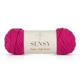 Sensy Super Soft Saver Yarn, 3.5 oz, 190 Yards, Gauge 4 Medium (Fuchsia)