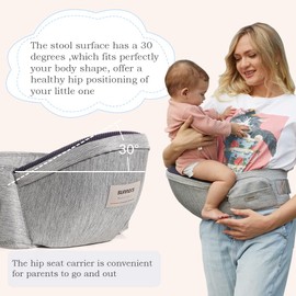 Sunnors Baby Carrier with Adjustable Strap and Pocket, Ergonomic Hip Holder for Newborns & Toddlers (Light Grey)