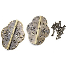 Oval Antique Hinges, OZXNO 8 PCS Retro Engraving Style Bronze Mini Decorative Box Hinges for Wooden Jewelry Box Cabinet Drawer Toolcase - 70 x 54 mm