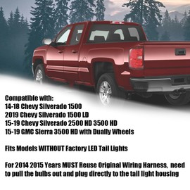 GRAND ORANGE Tail Light Assembly Rear Lights Brake Lamp w/Wiring Harness Compatible With 2016-2019 Chevy Silverado 1500 2500 HD