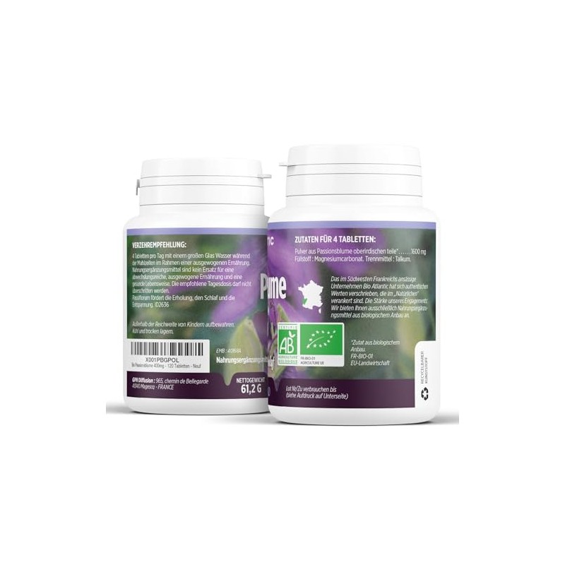 Organic Passion Flower 400 mg – 120 Tablets