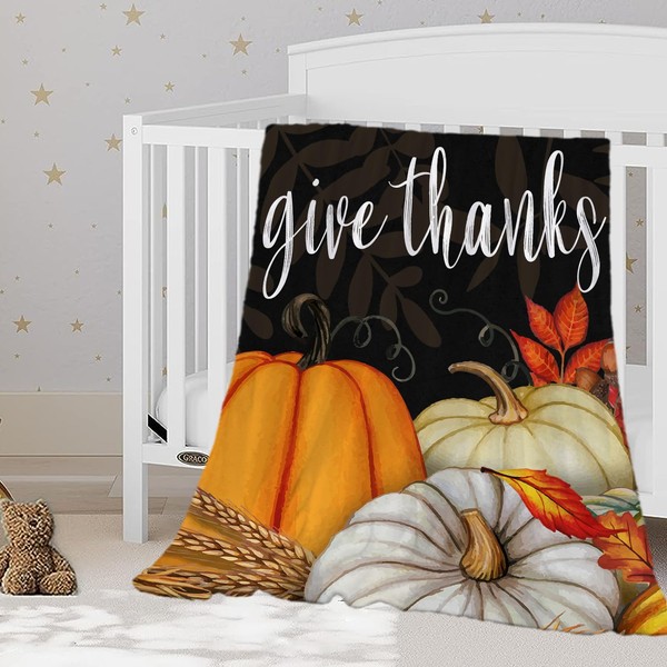 YeeJu Fall Decoraitve Throw Blanket Small Size Thanksgiving Autumn Harvest