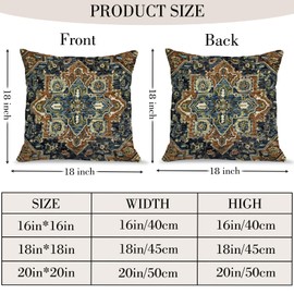 HZYKDWD Boho Cushion Covers 45x45 cm Set of 2,Boho Vintage Carpet Pattern Antique Ethnic Decor Double Sided Pattern Throw Pillow Covers Soft Pillow Case Living Sofa Room Bed Square Pillow Cover