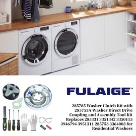 FULAIGE 285785 Washer Clutch Kit with 285753A Direct Drive Motor Coupling Kit and Assembly Tool Kit Replaces 285743 285380 3946794 3951311 PS1485646 AP3963893 for WP Washers
