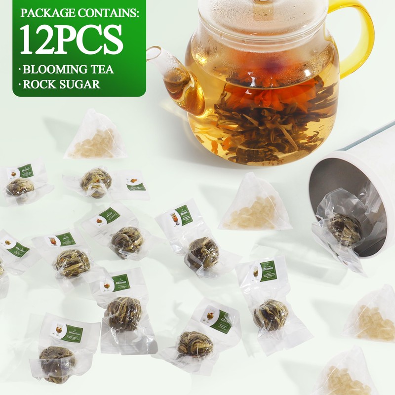 Blooming Flower Tea Gift Set,12 Unique Herbal Flowering Green Tea