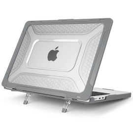 Batianda Extreme Heavy Duty Case for New MacBook Air 13.6 inch 2025 M4 2024 2022 A3240 A3113 A2681 - Anti-Slip Rubberized Stand (Holds 25lbs) Honeycomb Exoskeleton Max Cooling & Stability - Grey