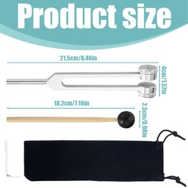 JAWUZ 128 hz stimmgabel stimmgabel therapie stimmgabel 128 hz mit einem Silikonhammer, einem Reparaturwerkzeug und einem Reinigungstuch Verpackt in einem weichen Samtbeutel
