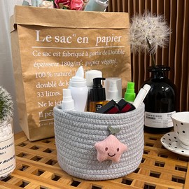 Cesto portaoggetti in corda di cotone, organiser cestini portaoggetti, perfetti per riporre oggetti di piccole dimensioni, per riporre la casa e riporre i cosmetici (grey)