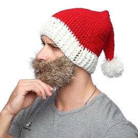 XRDSS Unisex Christmas Beanie Hat Winter Warm Knitted Santa Hat (Brown Beard)