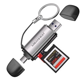 MEANHIGH SD Card Reader, USB-C and USB 3.0 Micro SD Card Adapter, Dual Connector Memory Card Reader for SDXC, SDHC, SD, MMC, RS-MMC, Micro SDXC, Micro SD, Micro SDHC Card