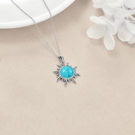 TIGER RIDER Turquoise Sun Necklace for Women Sterling Silver Sun Necklace Jewelry Gift for Women
