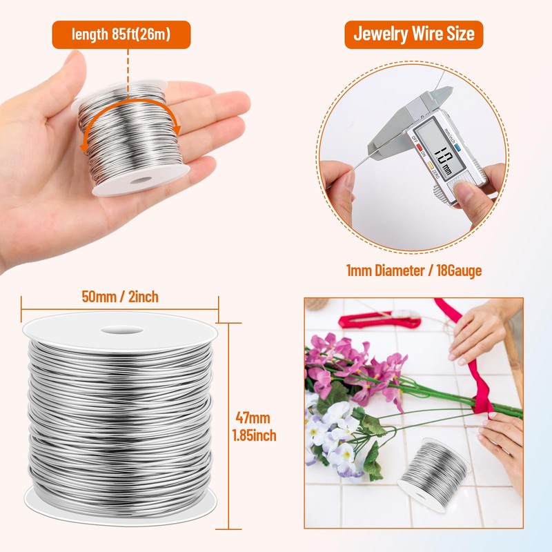 cridoz 18 Gauge Stainless Steel Wire for Jewelry Making, 1mm