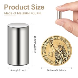 30 Pcs Cylindrical Magnetic Rods,Strong Rare Earth Magnets, Fridge Magnets,Magnetic Pins for Multi-Use Science DIY Craft Kitchen Office, Locker Accessories (0.3inDx0.59inH)