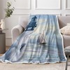 Jipusai Coastal Lighthouse Throw Blankets, Summer Sunrise Blue Ocean Warm