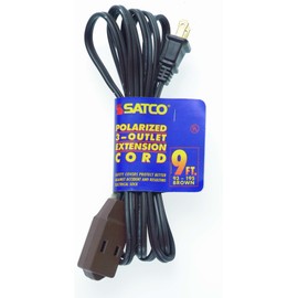 Satco Products 93/197 16/2 SPT Polarized 3 Outlet Brown Extension Cord, 12-Foot