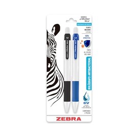 Zebra Bolígrafo Retráctil Antibacterial J-Roller RLV Blíster 2 Piezas Tinta De Baja Viscosidad Color Negro Y Azul.
