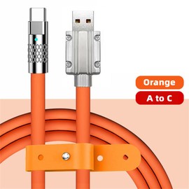 cablecc Type A USB-A to USB-C Liquid Silicone Ultra Soft 120W Power USB2.0 Data Orange Cable Fast Charge for Laptop Tablet Phone 100CM