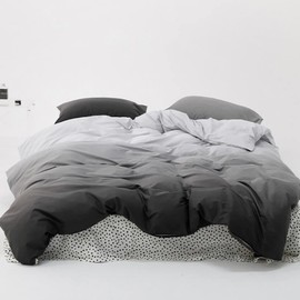 Luxlovery Grey and Black Gradient Comforter Set Full Dark Grey Bedding Comforter Set Men Women Minimalist Bedding Set Soft Breathable Blanket Quilts Modern Dark Grey
