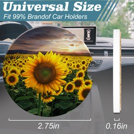 Blooming Sunflowers Car Cup Holder Coaster, Car Coasters for Cup Holder, 2 Pack Sunflowers at Sunset Anti-Slip Absorbent Ceramic Car Cup Coasters with Finger Notch Cork Base for Women Men 2.56"