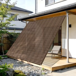 Cool Time Cooling Shade, Sunshade, Awning, Highly Breathable, Openwork Knit, 39.4 x 78.7 inches (100 x 200 cm), Mocha
