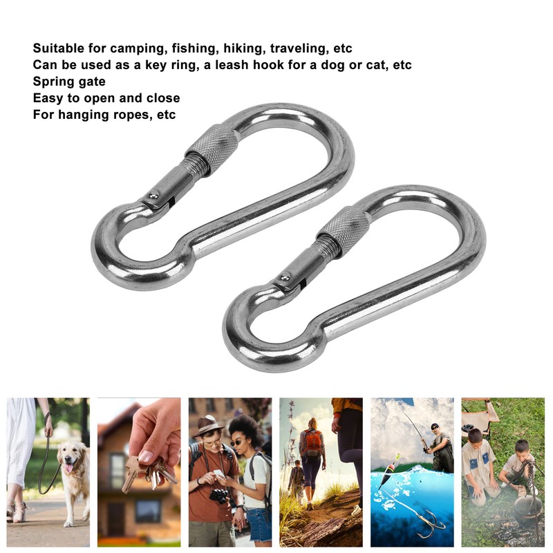 2pcs Stainless Steel Locking Clip Outdoor Camping Locking Buckle for