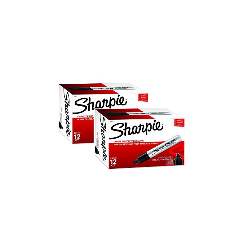 Sharpie Chisel Tip Pro Permanent Markers, King Size Black, 24-Count