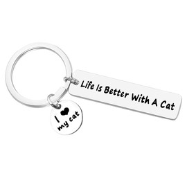 Nekoki Cat Lover Keychain Gift Life is Better with A Cat Keychain Cat Owner Gift Christmas Birthday Mothers Day Fathers Day Gift Cat Keychain Gift for Cat Mom Cat Dad