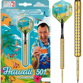 Legend Wayne Mardle Darts | Steel Tip Darts Set | 90% | Hawaii 501 | Gold | Available in Multiple Weights. (23, Grams)