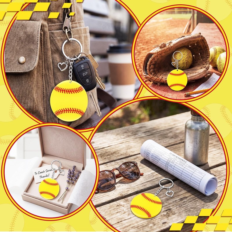 Equsion 24 Pcs Christian Softball DIY Keychains Gift Bulk with