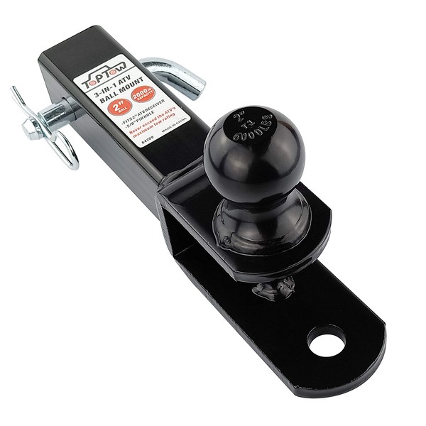 TOPTOW ATV/UTV Trailer Hitch Towing Ball Mounts, 2-Inch Ball, Clevis Pin, Fits 2-Inch Receiver