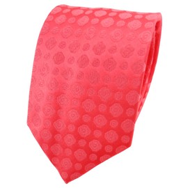 TigerTie Satin Silk Tie Red Rose Patterned - Tie Silk Binder Tie, red