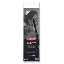 Derwent artistas lápices de blanco y negro, juego de 6 lápices de arte (2302342)