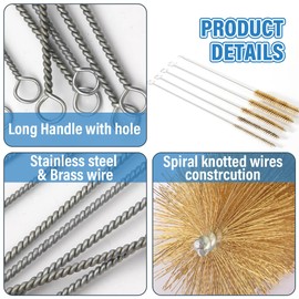 MOLZINY Pack of 5 Wire Brush Pipe Cleaning Brush Brass Brush Brass Wire Brush Round Steel Brush Drill Hole Brush Brass Pipe Cleaning Brush for Pipe Pipe Cylinder Bores Cleaning 6/8/10/12/15 mm