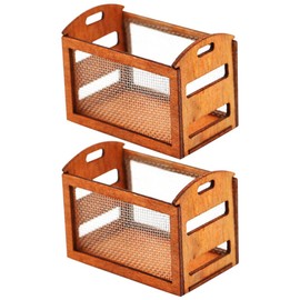 Desk Top Decor 2pcs Miniature Baskets Dollhouse Wooden Crate Mini Flower Baskets Tiny Food Bread Box Fruit Vegetable Picnic Basket Shop Store Market Kitchen Accessory Home Decor