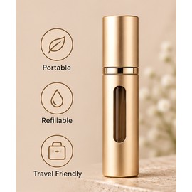 2-Pack Refillable Perfume Atomizer Bottles for Travel – 5ml/10ml Bottom-Fill Mini Spray Containers for Everyday Fragrance