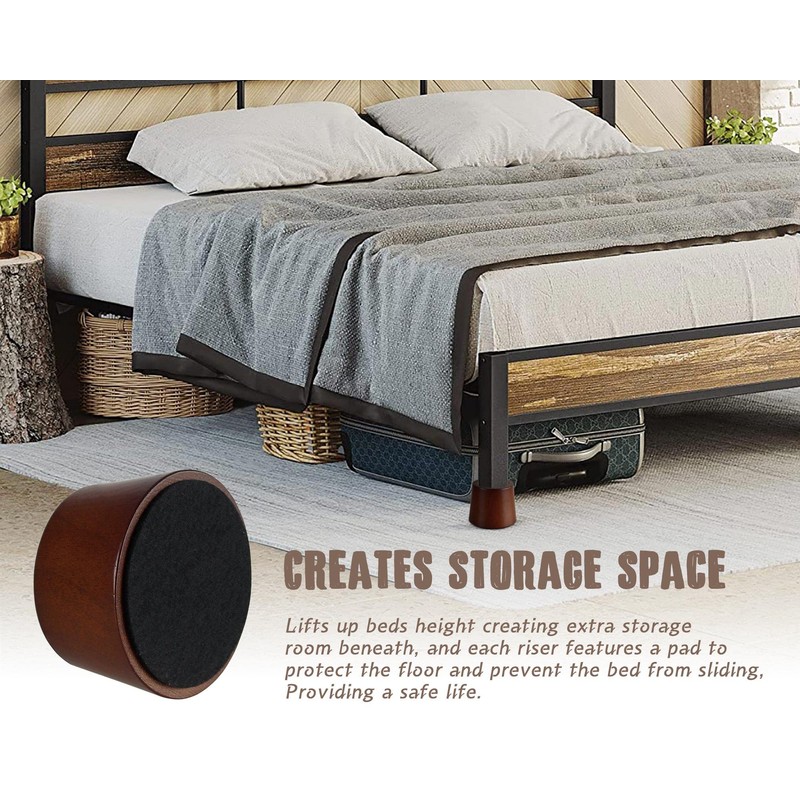 Wood Bed Furniture Risers Blocks - 3 inch Set of