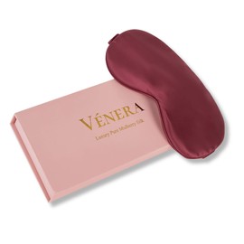 VÉNERA Silk Eye Mask - 100% Pure Mulberry 22 Momme Silk Sleep Mask (Burgundy)