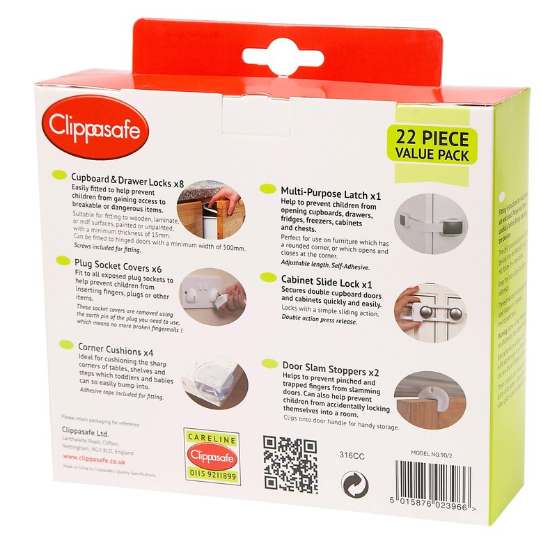 Clippasafe Home Safety Starter Pack, 22-Piece