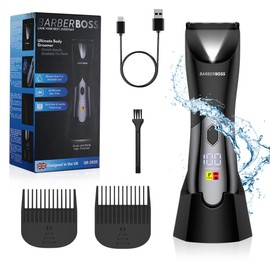 BarberBoss rasoio elettrico corpo uomo, Tagliacapelli, Rifinitore per peli pubici, Rifinitore per le palle, Impermeabile e ricaricabile, Rifinitore intimo per uomo