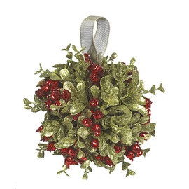 Ganz 5 Inch Mistletoe Kissing Ball Ornament,Red,5" Dia.