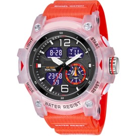 findtime Military Watches Men's Watch Digital and Analogue Waterproof Men's Watch Sporty LED Digital Watch Calendar Alarm Clock Stopwatch with Strap Tactical Watch Men Outdoor, red, Sporty