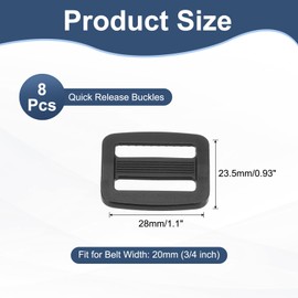 MECCANIXITY Plastic Tri-glide Slide Buckle 32mm / 1-1/4 Inch Belt Adjuster Sliders Webbing Strap Fasteners for Bag Belt Dog Cat Collar Harness, Black, Pack of 8