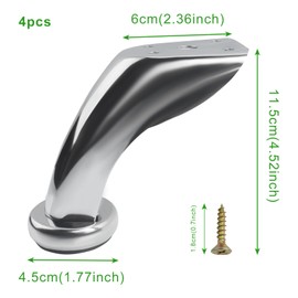Roellgs furniture leg, 9.5 cm, sloping metal sofa leg, cupboard leg with mounting screw, for sofa, cupboard, chair
