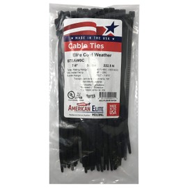 Sherco-Auto Extreme Cold Weather Black 7" Inch Cable Zip Ties 50 Pounds Tensile Strength UV Resistant Wire Wrap - 100 Pack - Made in the USA