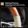 XUKEY Beige Leather Car Auto Steering Wheel Cover Wood Grain