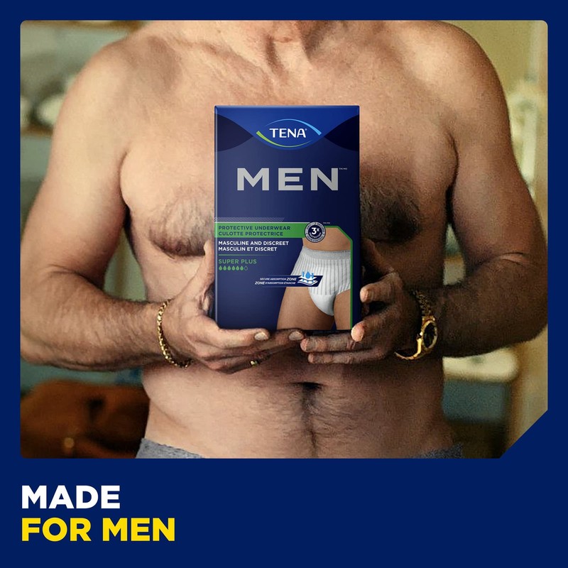 TENA Men Super Plus Protective Underwear, Incontinence, Disposable, Heavy Absorbency,