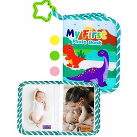 Baby Photo Album – My First Photo Album for Baby with Soft Fabric Cover – Baby Memory Book for 4x6 Photos – Keepsake Gift for Newborn, Kids & Toddler, Baby Shower, First Birthday, Dinosaur